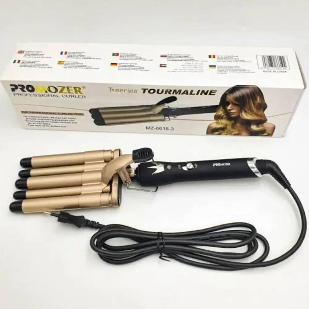 Плойка профессиональная тройная Xo Pro Mozer Mz-6618 5 волн для волос Черный (6455142) - фото 2 Плойка профессиональная тройная Xo Pro Mozer Mz-6618 5 волн для волос Черный (6455142) - фото 2