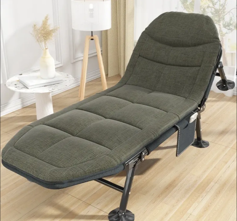 Кровать раскладушка LEOBRO 197х65х35 см до 150 кг с регулируемой спинкой Темно-серый (LBFB-S17)