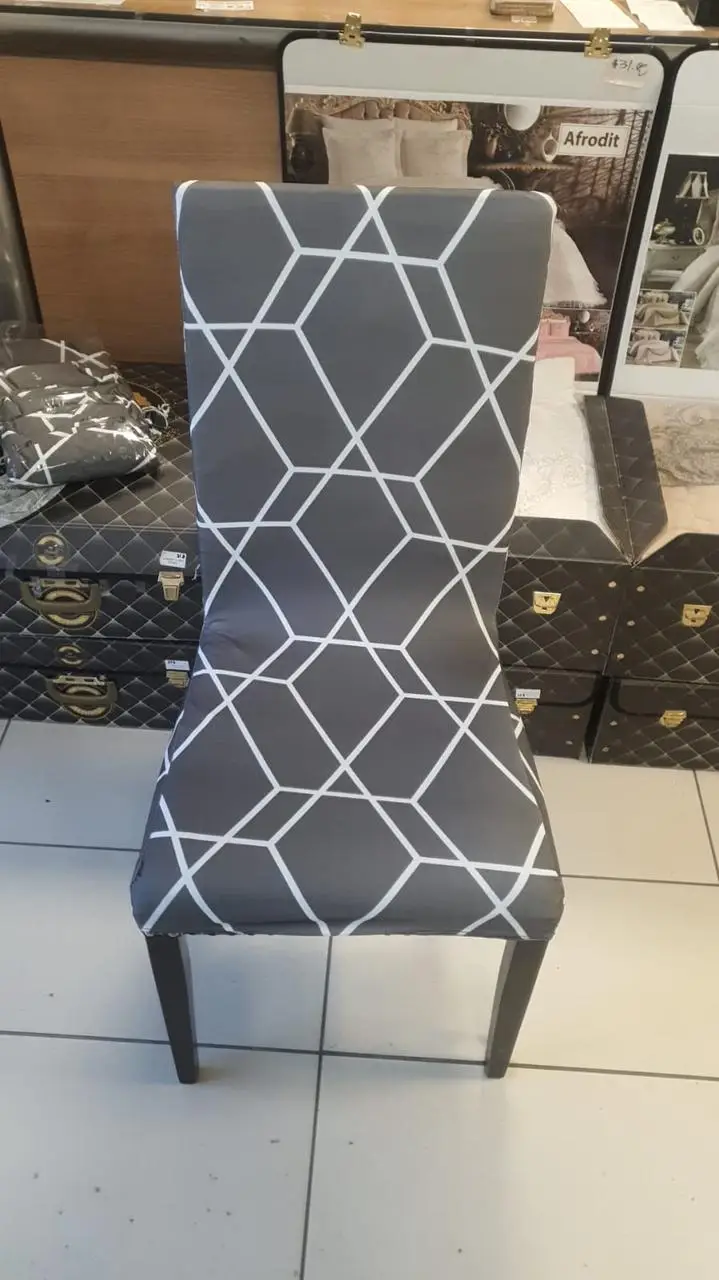 Чехол для стула Ромбы универсальный натяжной со спинкой Серый (2190205545) - фото 4