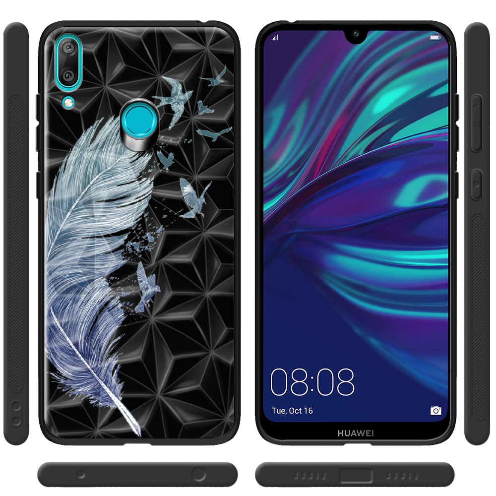 Чехол Boxface Huawei Y7 2019 Feather Черный силикон с призмой (36044-cc38-37853) - фото 2