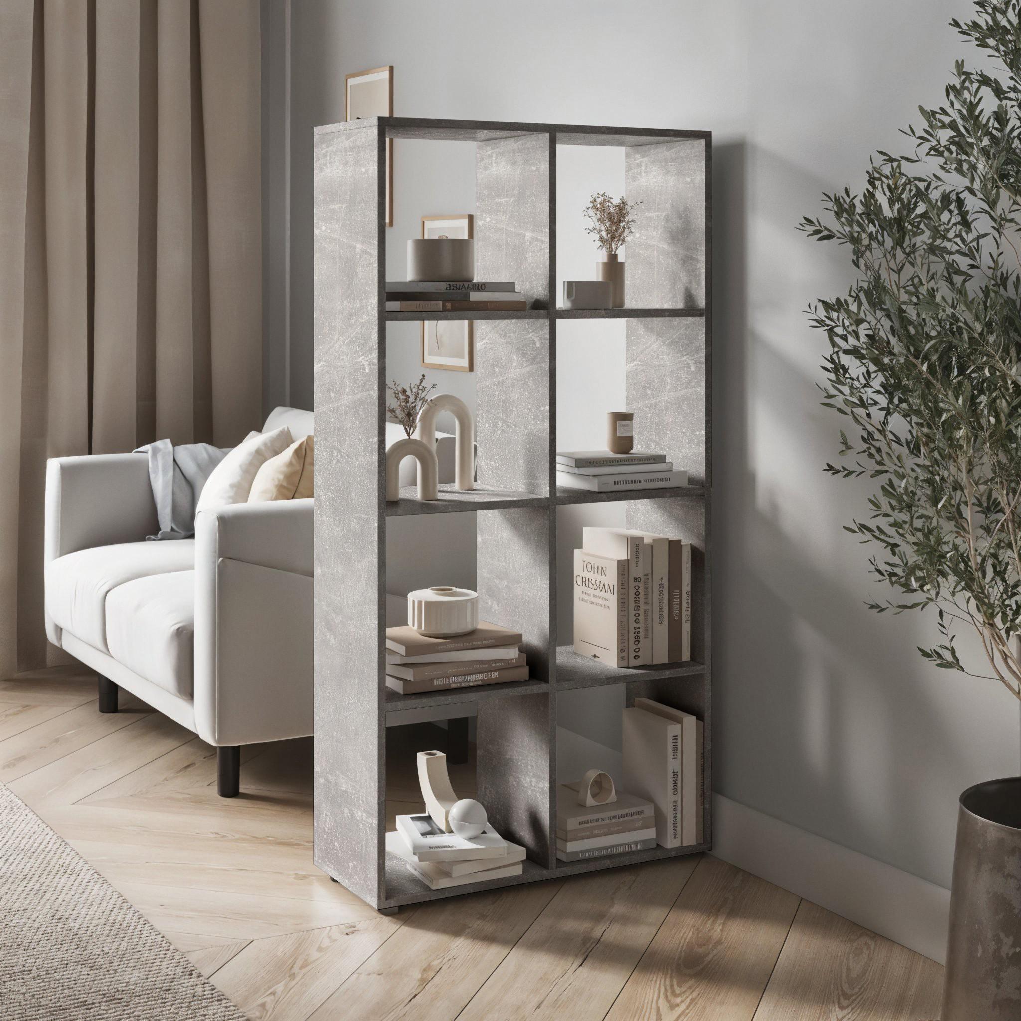 Стелаж для книг та декору на 8 комірок GP-17 720х230х1430 мм Бетон - фото 1