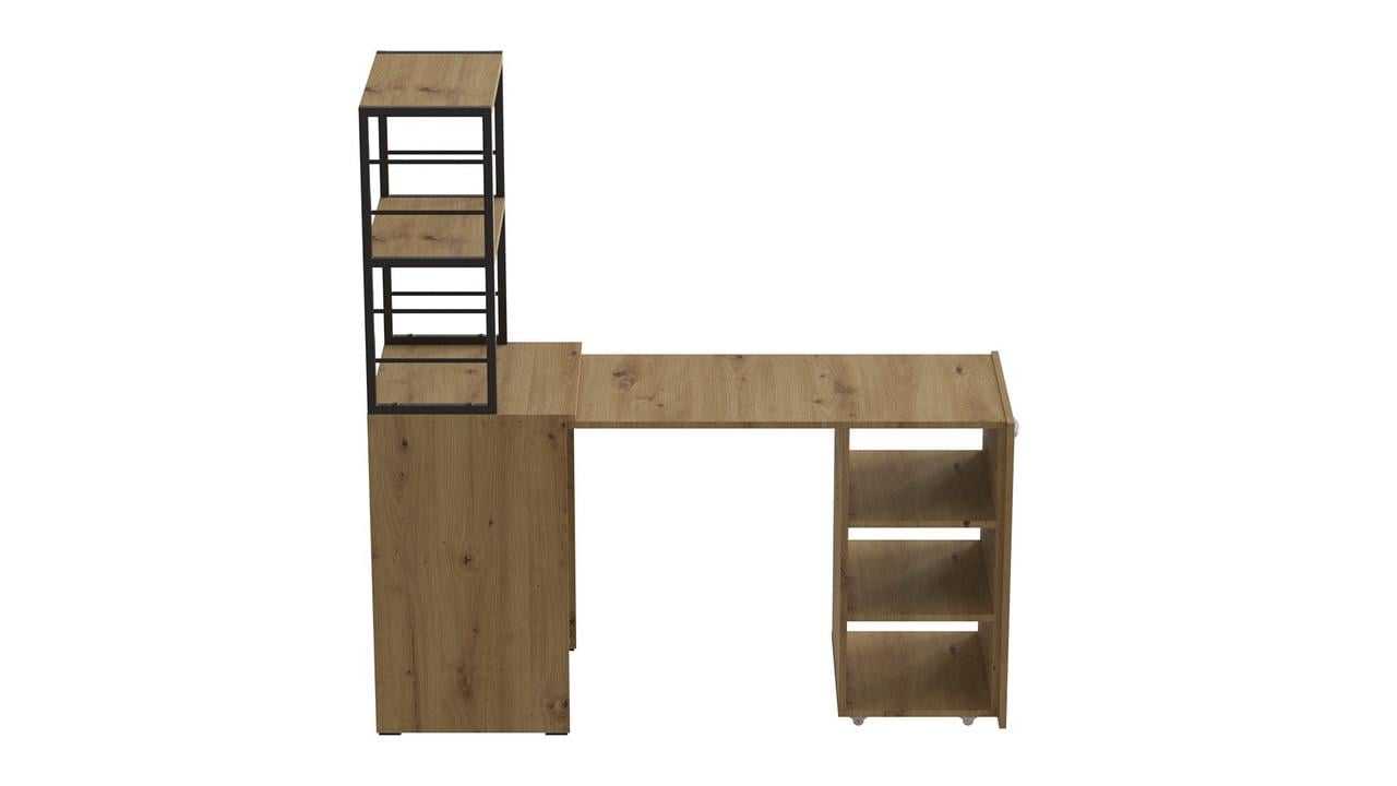 Стіл-тумба трансформер Ferrum-decor Смарт 4/1 з етажеркою метал/ДСП 16 мм 1430x1450x500 мм Чорний/Дуб Артизан (FRD-105128) - фото 6 Стіл-тумба трансформер Ferrum-decor Смарт 4/1 з етажеркою метал/ДСП 16 мм 1430x1450x500 мм Чорний/Дуб Артизан (FRD-105128) - фото 6