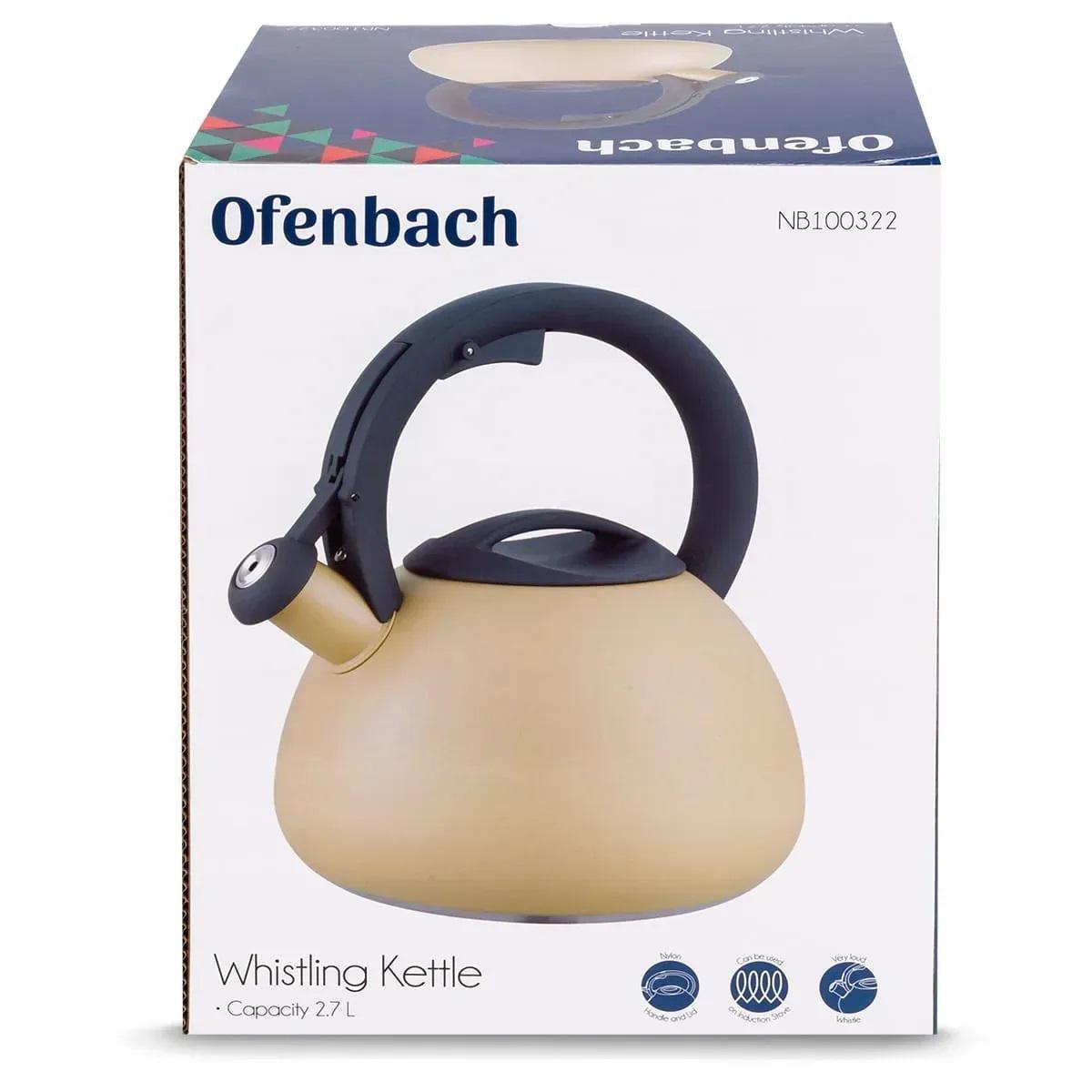 Чайник зі свистком та нейлоновою ручкою Ofenbach KM-100322 з нержавіючої сталі 2,7 л Бежевий (150-84-100322) - фото 4