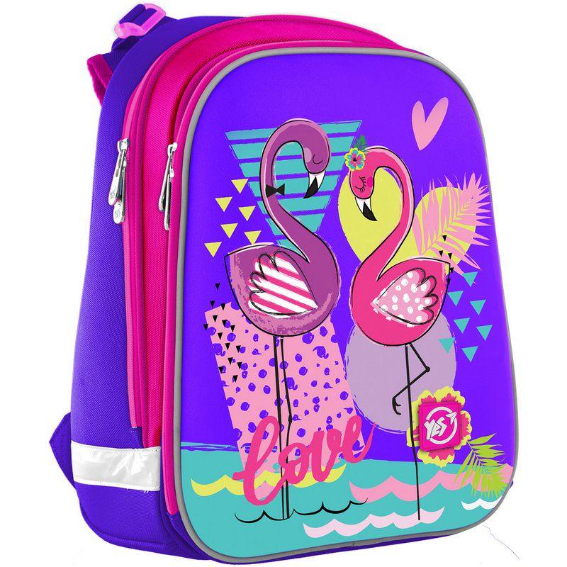 Рюкзак школьный ортопедический YES H-12 Flamingo каркасный 38x30x15 (558017)