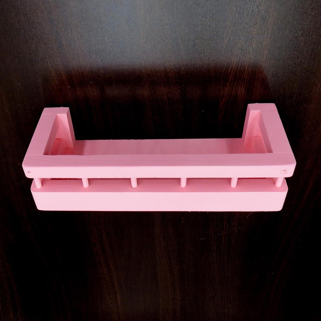 Полка настенная, настольная из дерева Сакаба с бортиком Барби (ПНС/010950)