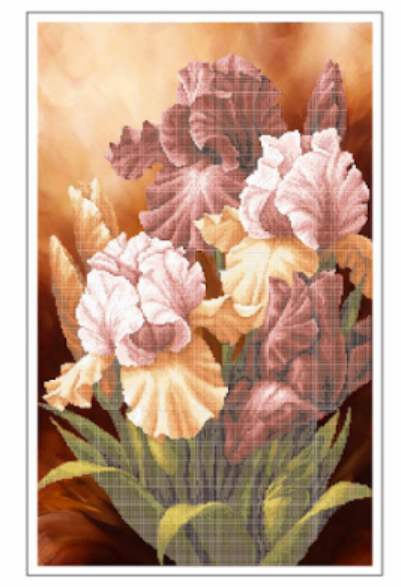 Схема для вышивки бисером Золотая Подкова Букет ирисов ЗПК -051 (2889)