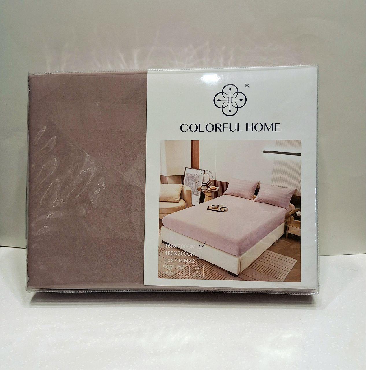 Простыня на резинке Colorful Home страйп-сатин 180x200x30 см Темная пудра (508)