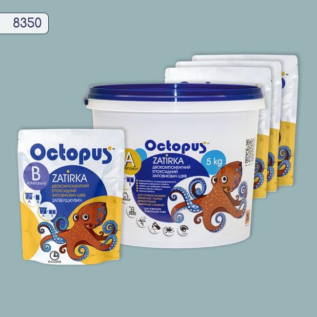 Фуга двухкомпонентная эпоксидная для плитки и мозаики Octopus 5 кг 8350 - фото 1