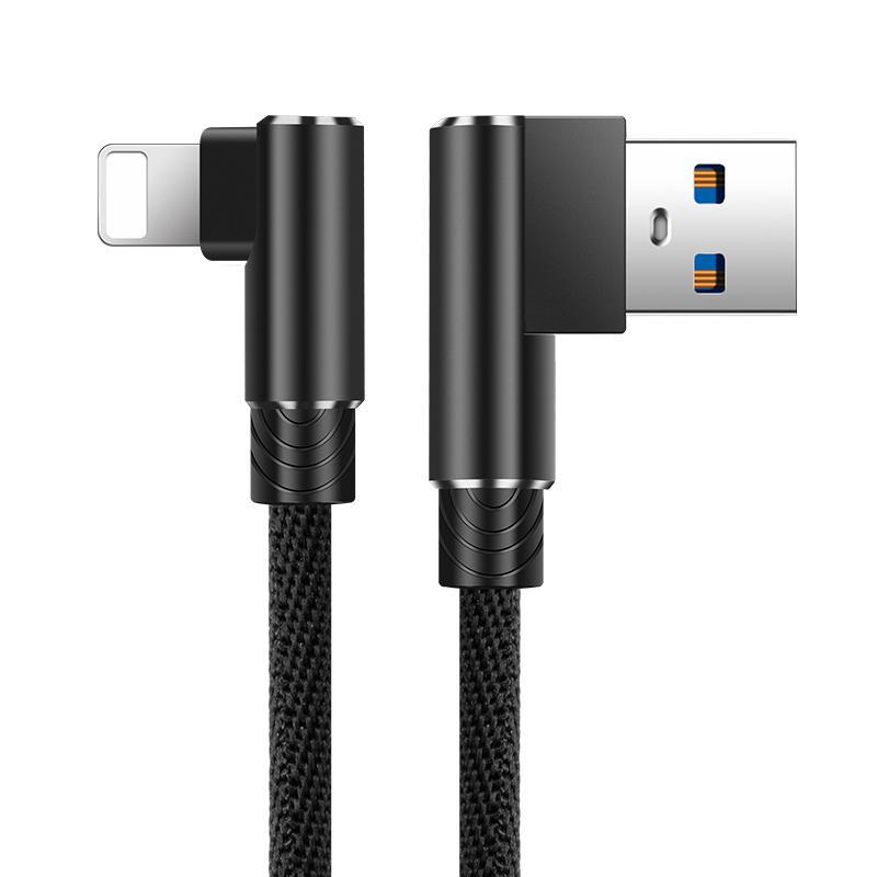 Кабель для быстрой зарядки Nohon USB-Lightning iPhone на 90 градусов 1 м Черный (1896647948) - фото 4