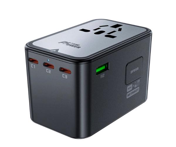 Устройство сетевое зарядное Acefast Z1 PD75W GaN 3Type-C/2USB 2300W EU/US/UK/AU Black