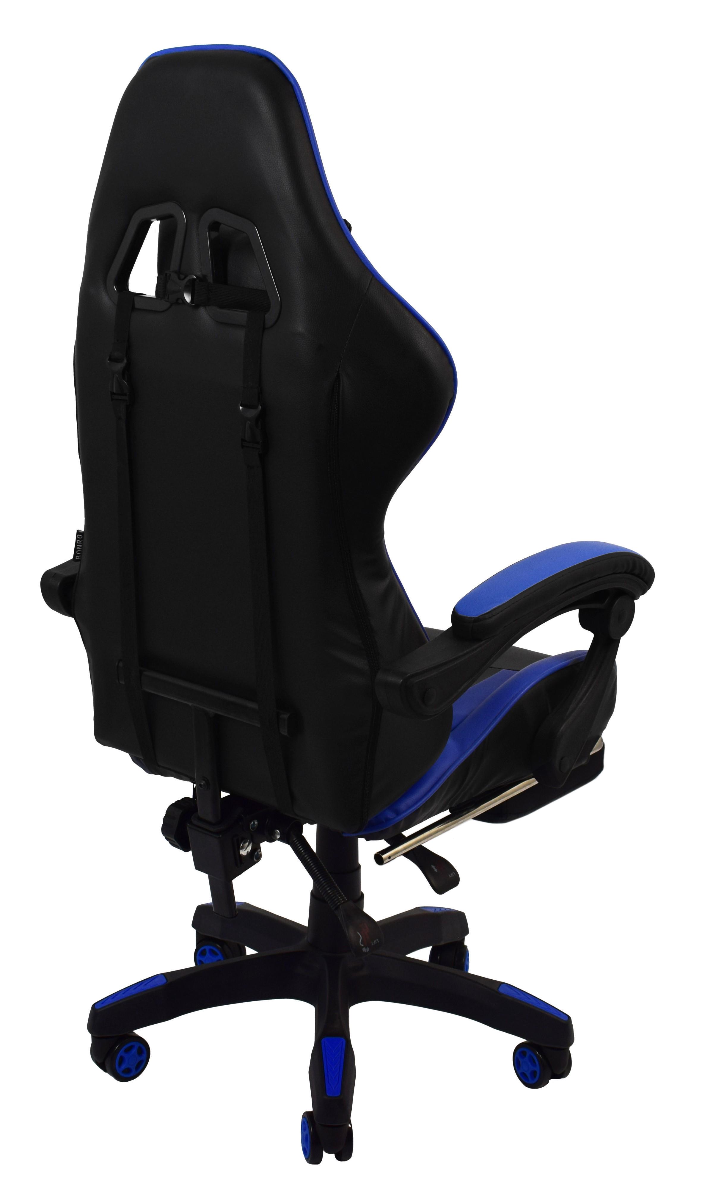 Кресло офисное компьютерное Bonro B-810 с подставкой для ног Синий (3548) - фото 11