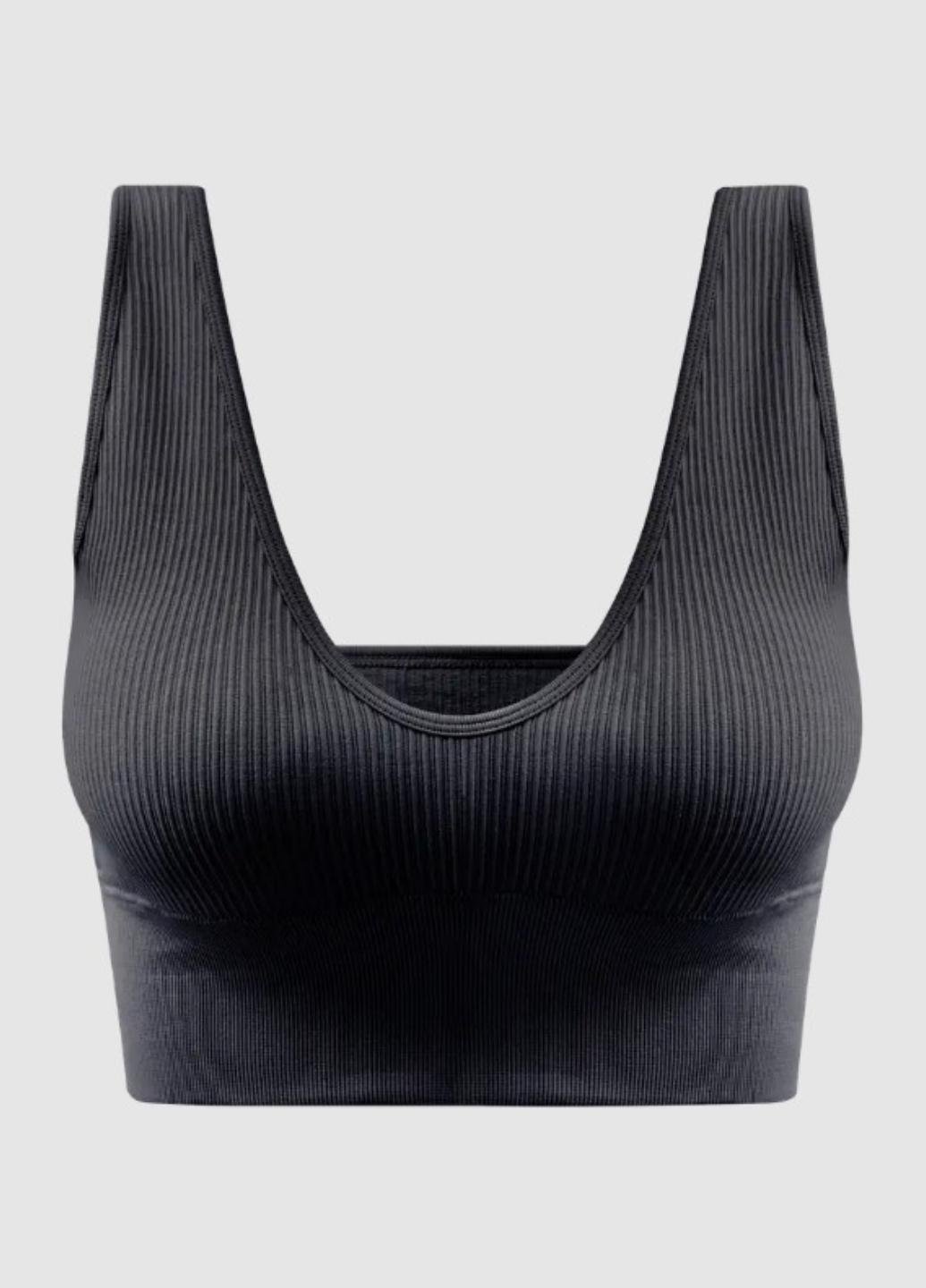 Топ спортивный женский Sport Elegance HS0011 в рубчик S Черный (1946-42-01) - фото 6