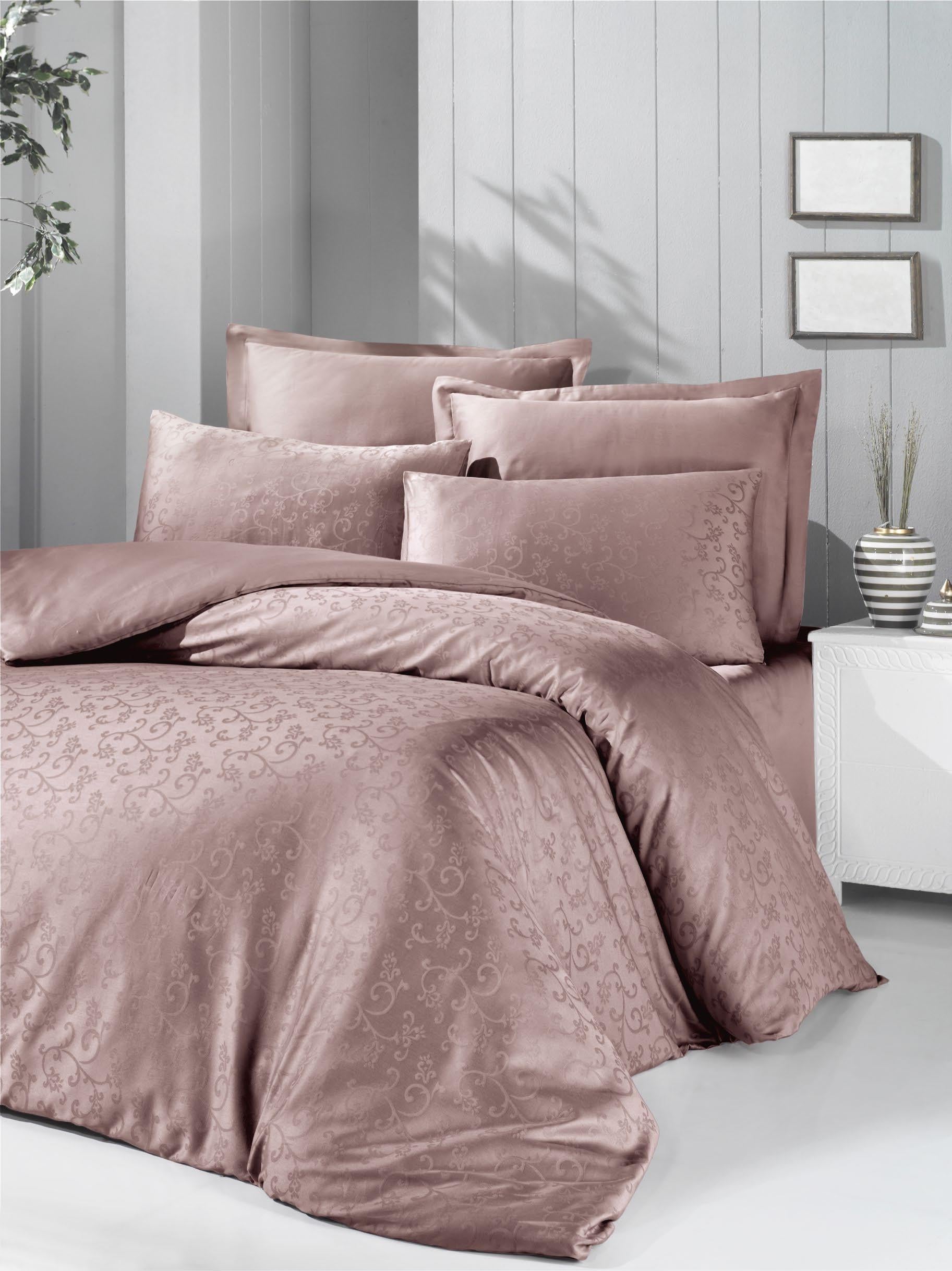 Комплект постельного белья Victoria Deluxe Jacquard Sateen Rimma 200х220 см/50х70 см 2 шт./70х70 см 2 шт. Коричневый