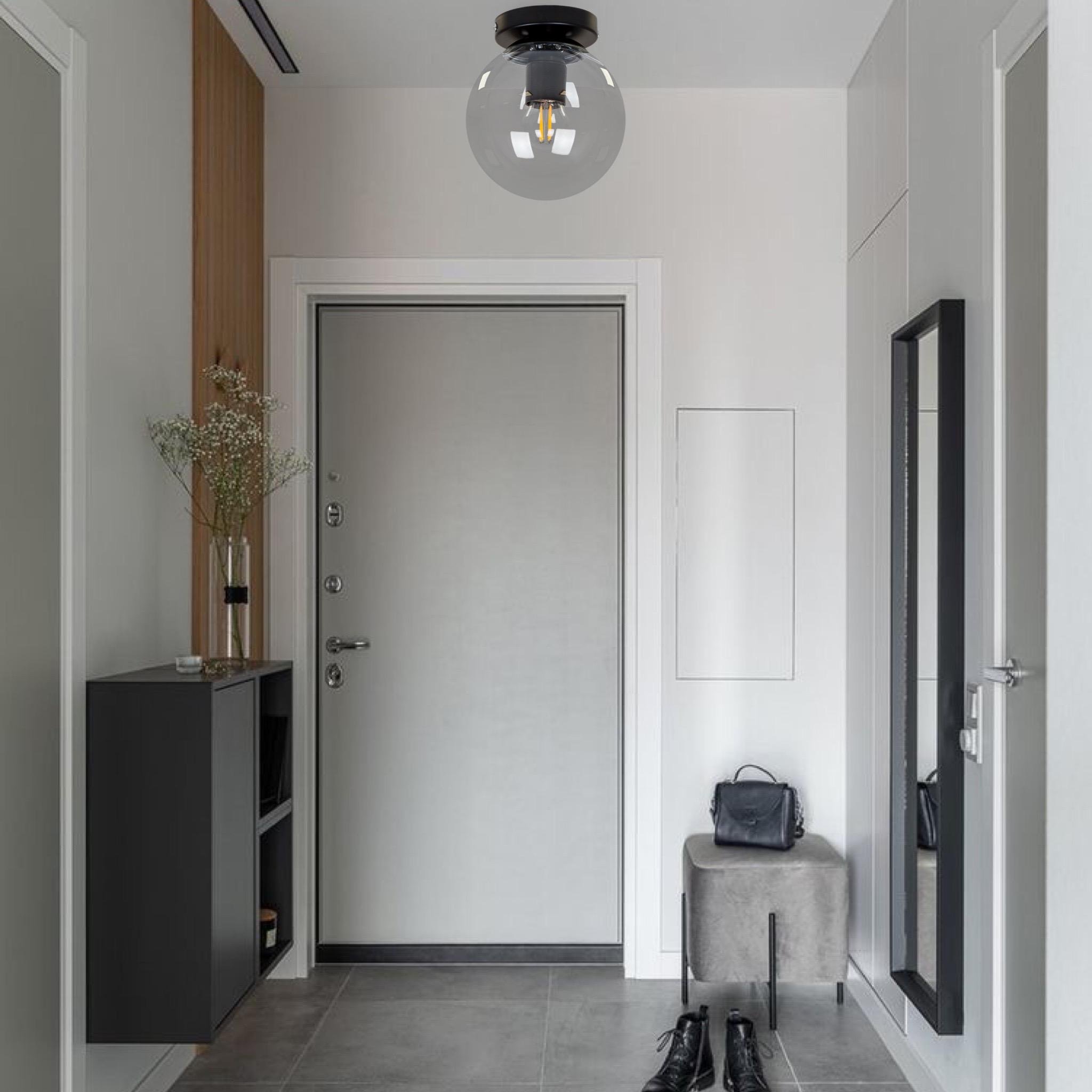 Світильник стельовий скляний Чорний (56-XPR150F-1 BK+CL) - фото 2