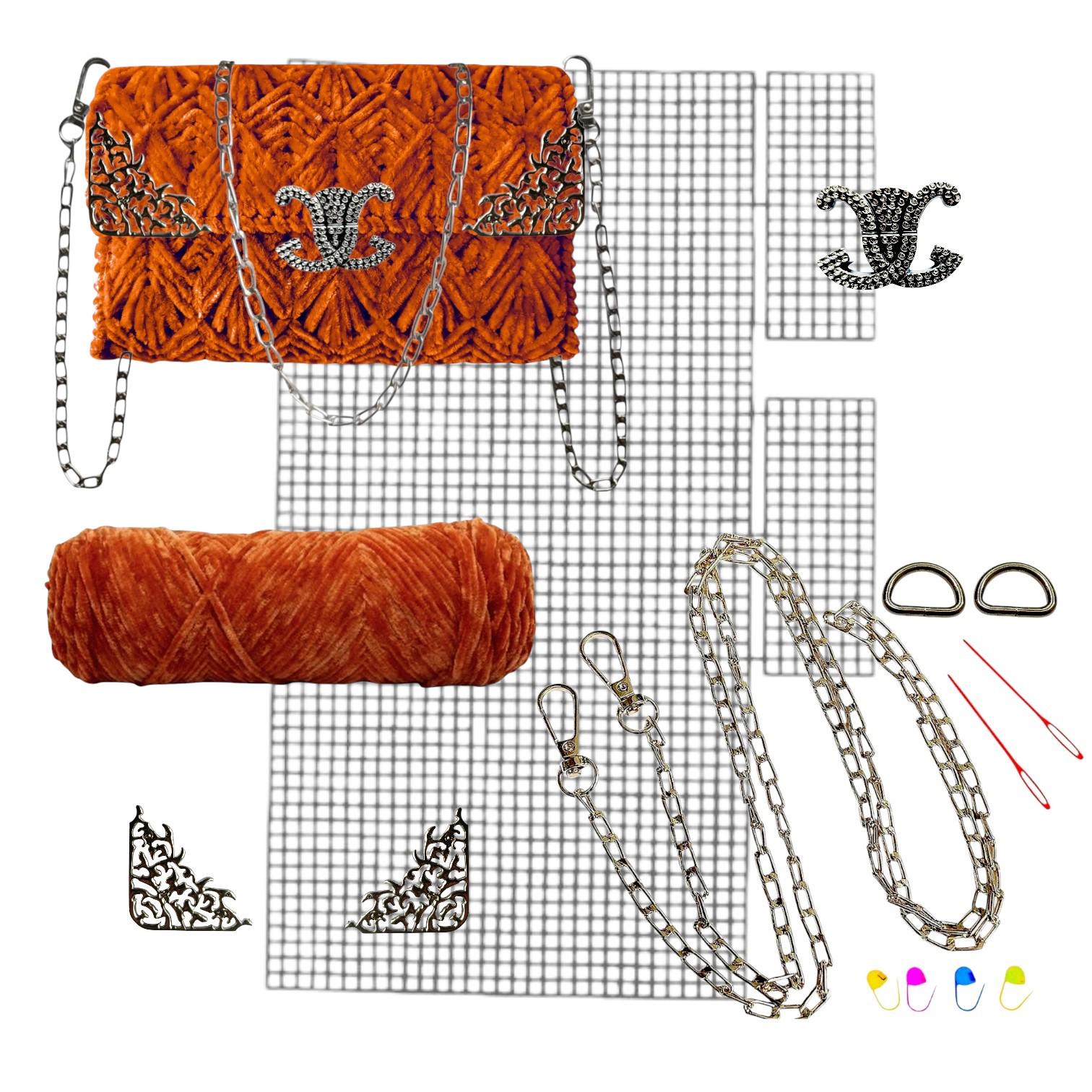 Набор для создания сумки из пластиковой канвы Серебряная лилия с нитками Темно-оранжевый (1596-5) - фото 2 Набор для создания сумки из пластиковой канвы Серебряная лилия с нитками Темно-оранжевый (1596-5) - фото 2