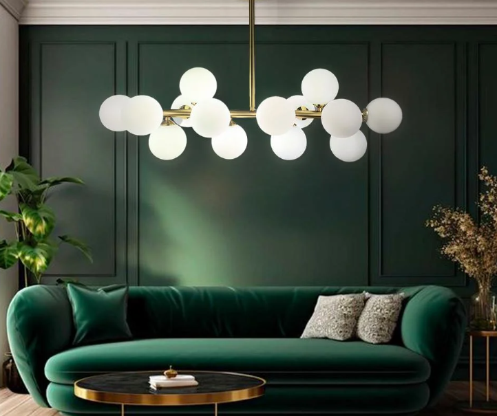 Люстра видовжена на 14 білих плафонів Золотий (SG 47/14 AB)