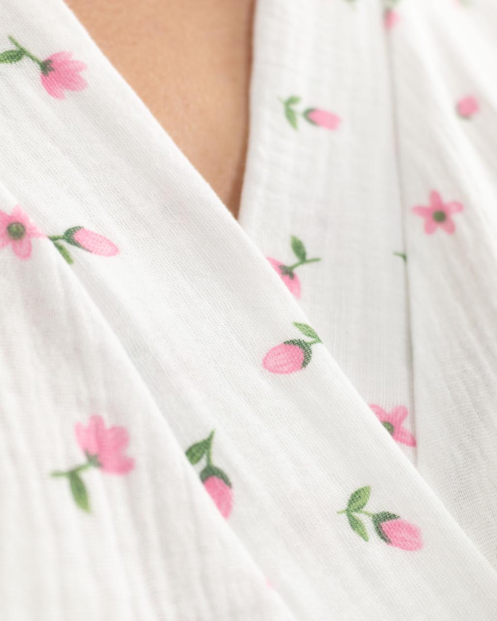 Халат женский короткий муслиновый Розовые тюльпаны (2107434983) - фото 6