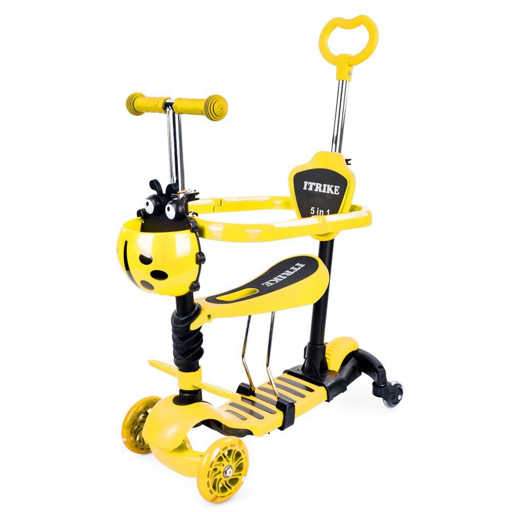 Самокат детский iTrike от 1 года трехколесный со светящимися колесами унисекс Желтый (DS-171-S-1)