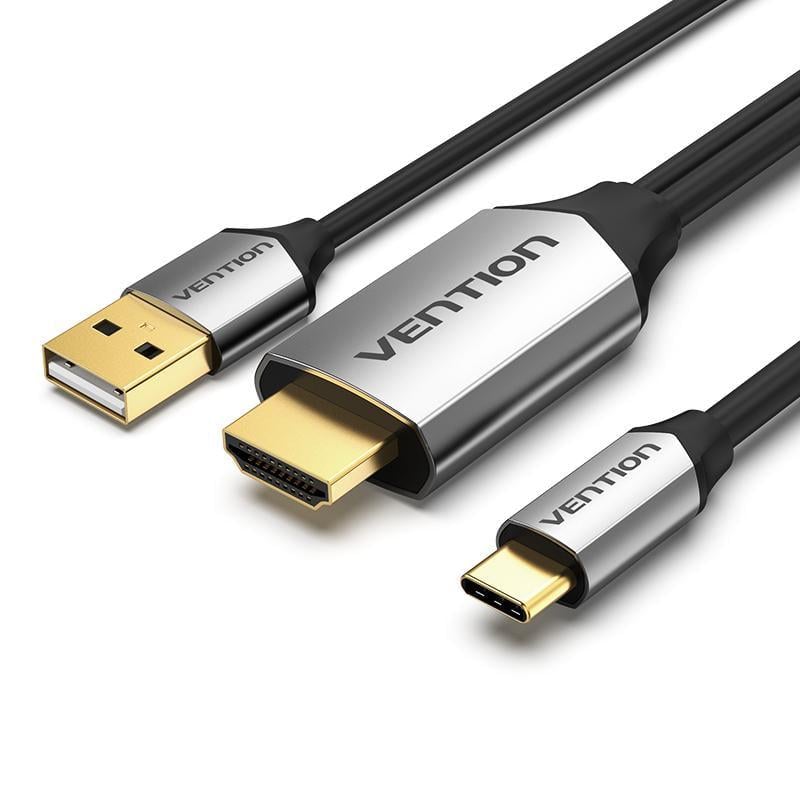 Кабель-переходник USB-C на HDMI Vention с питанием 4K 60 Гц 1 м Черный (CGTBF)