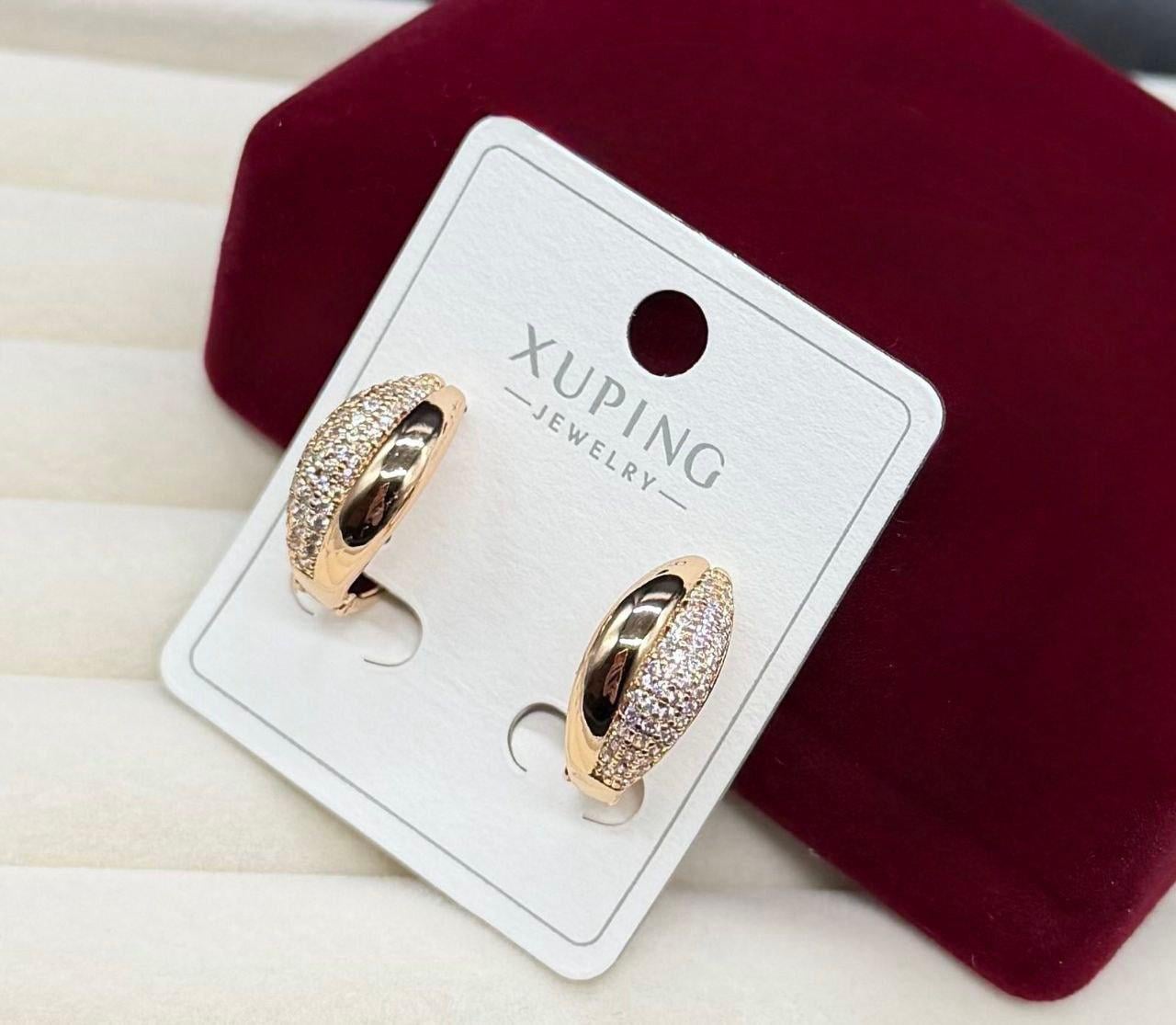 Серьги Xuping овальные кольца с кристаллами стальные из медицинского сплава (2906003470)