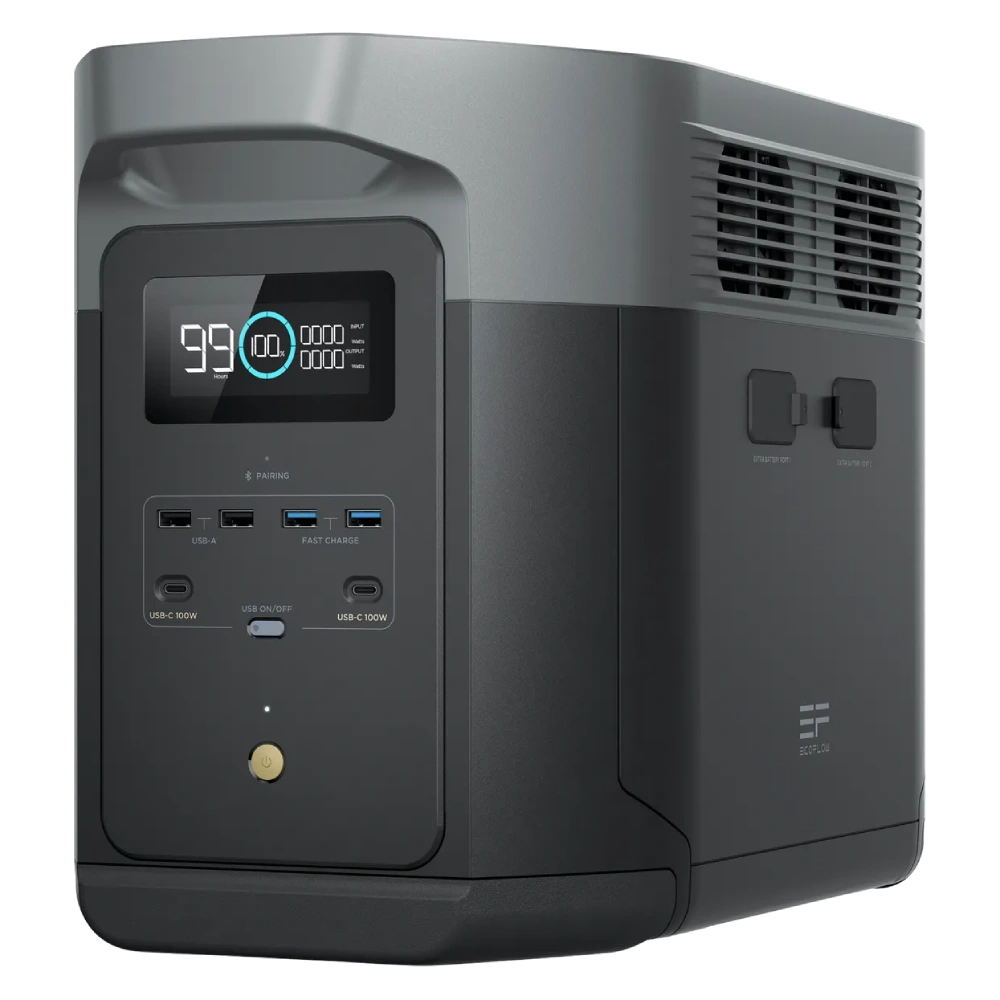 Електростанція портативна EcoFlow DELTA 2 Max 2048 Вт/год 2400 Вт з функцією швидкого заряджання до 13 пристроїв одночасно Чорний/Сірий (634241)