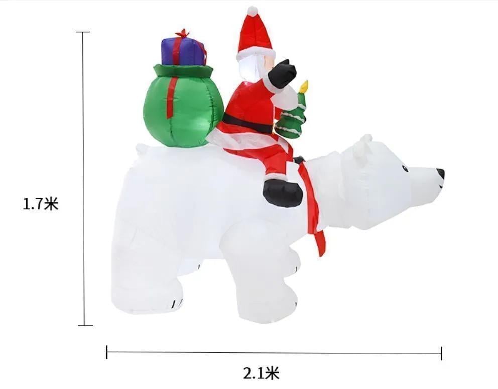 Фигура надувная Белый медведь и Санта-Клаус 210 см - фото 2