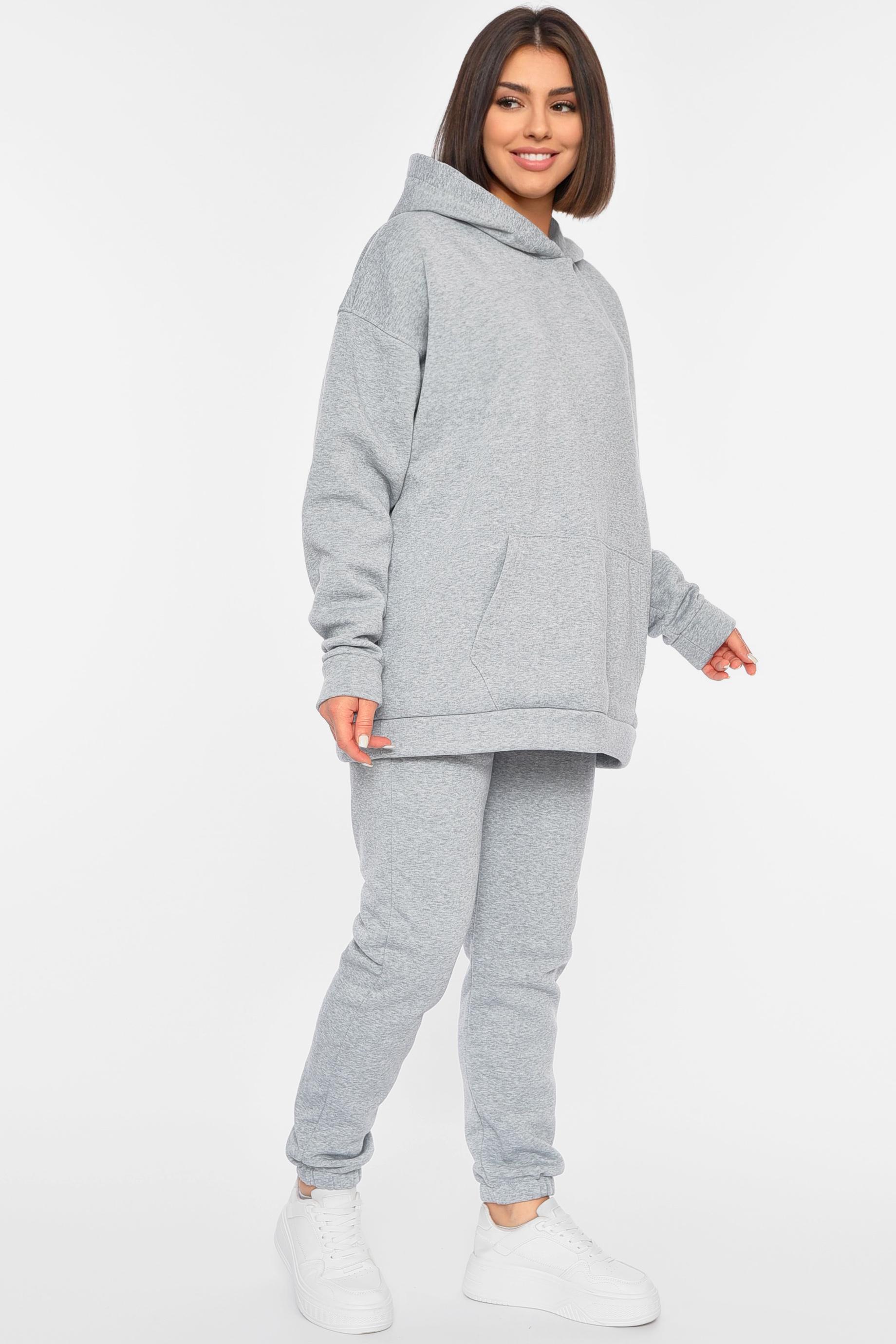 Спортивний костюм жіночий на флісі L Сірий (190882) - фото 2 Спортивний костюм жіночий на флісі L Сірий (190882) - фото 2