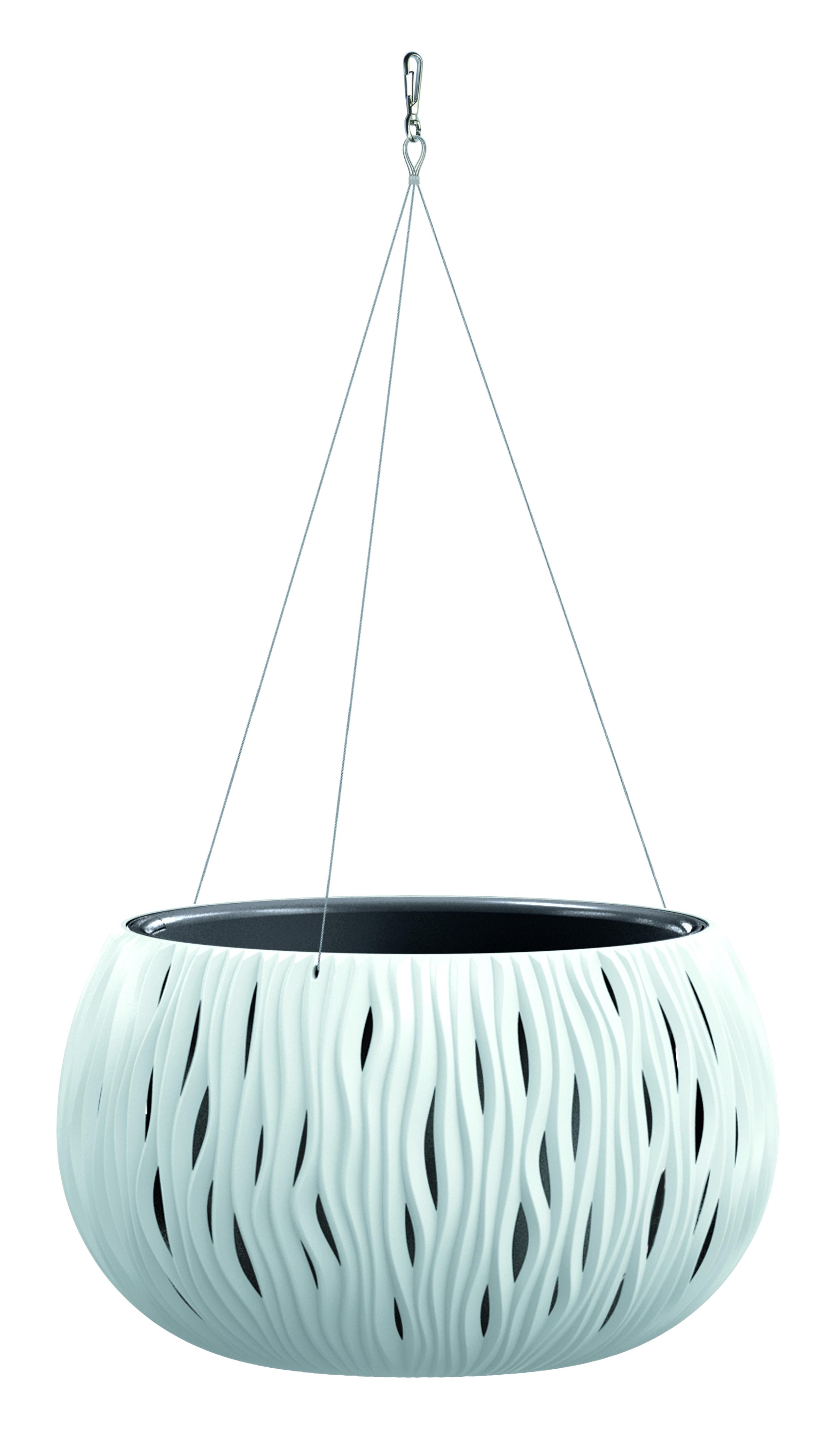 Горшок для цветов Prosperplast Sandy Bowl WS с вкладышем подвесной 37х21 см Белый (23179-449)