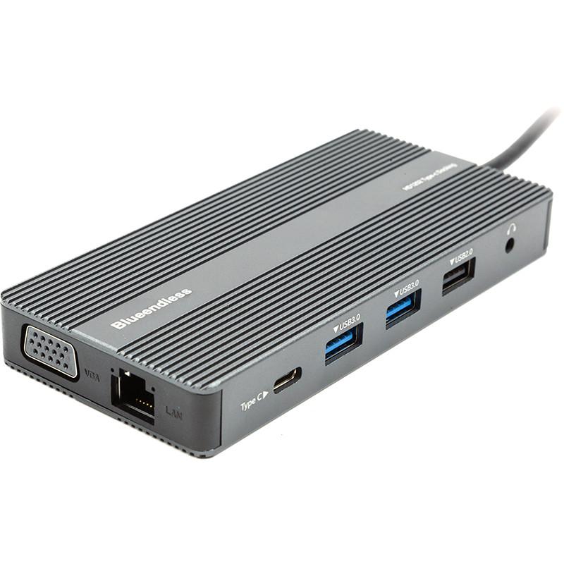 Хаб USB Blueendless USB Type-C 2xHDMI VGA LAN 3xUSB Type-A SD TF USB Type-C PD100W Aux Хаб USB Blueendless USB Type-C 2xHDMI VGA LAN 3xUSB Type-A SD TF USB Type-C PD100W Aux