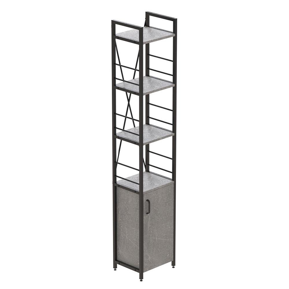 Этажерка Ferrum-decor 4/34 Конект с тумбой 179x34x28 см Черный/Бетон (FRD-104469)