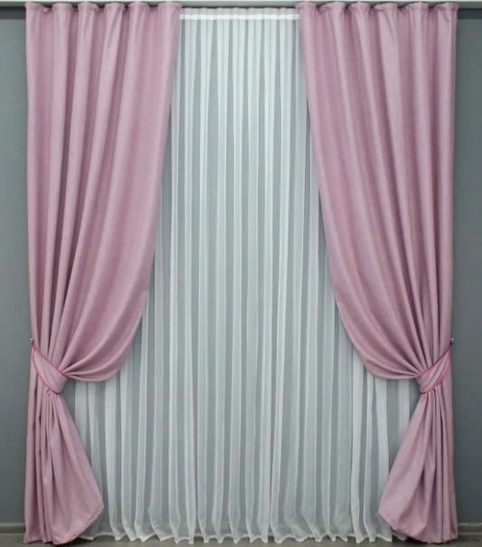 Ткань для штор лен Розовый (1344ш) - фото 6