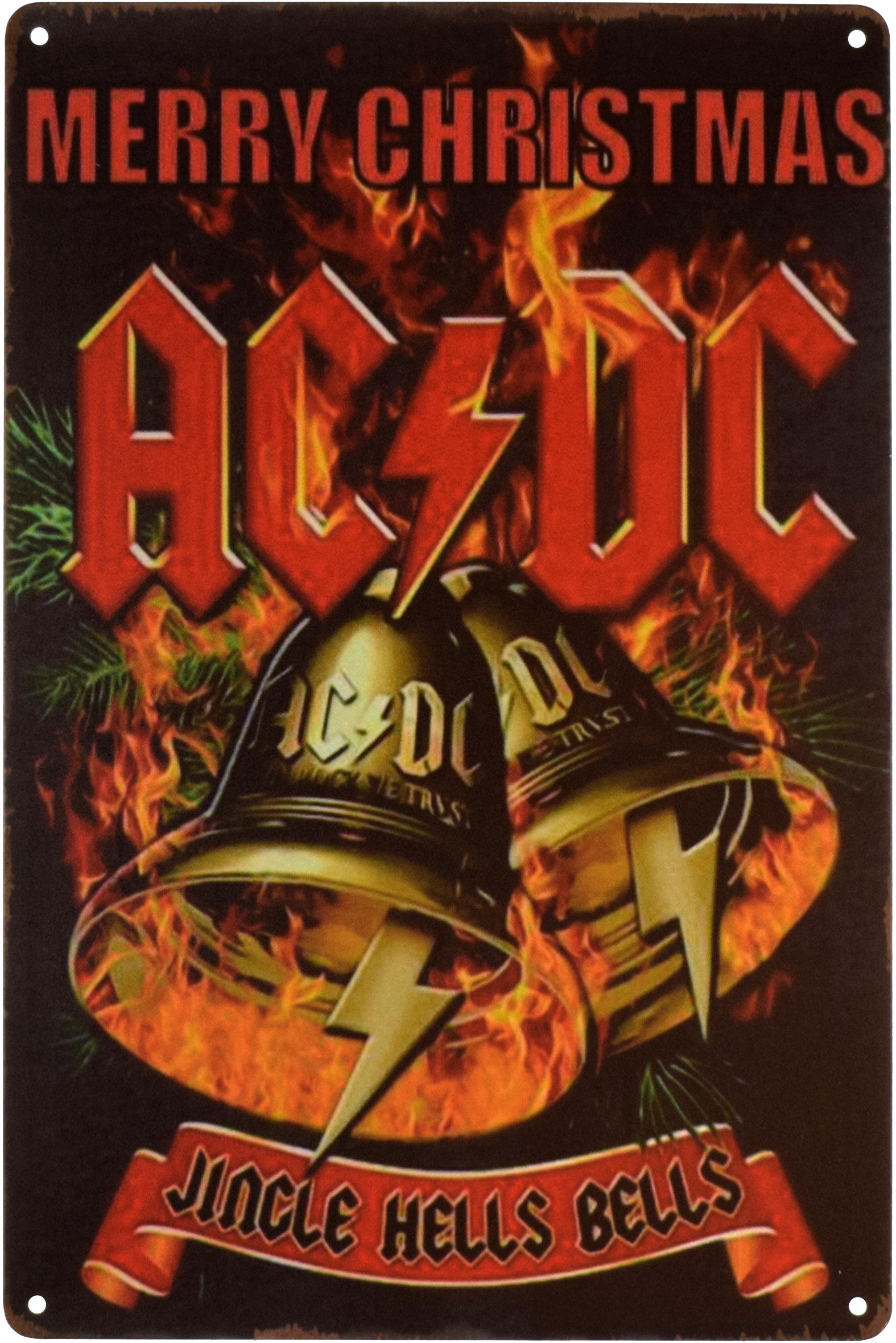 Табличка металлическая AC/DC Счастливого Рождества Звона Адских Колоколов 20x30 см