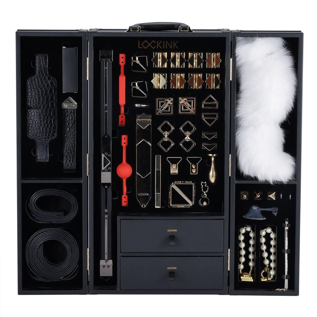 БДСМ-набор LOCKINK All-in-1 BDSM Play Kit Crocodile Leather натуральная кожа кейс-ящик Черный (2376731552)