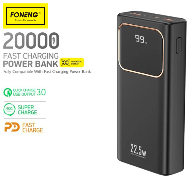 Повербанк Foneng P58 с ЖК-дисплеем 20000 mAh Черный (14492404) - фото 4