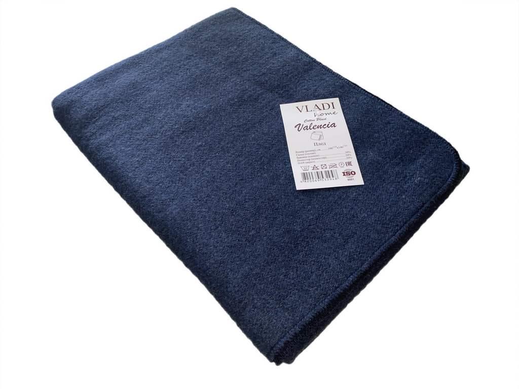 Плед хлопковый Vladi Валенсия 100х140 см Темно-синий (62aff441)