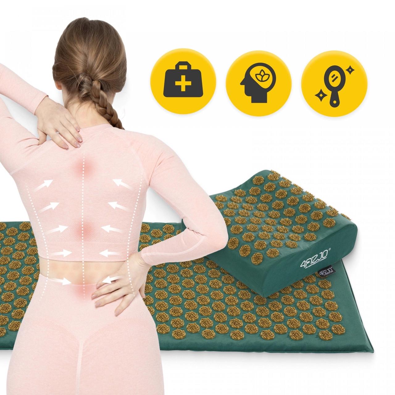 Коврик акупунктурный с подушкой 4fizjo Ergo Mat XL аппликатор Кузнецова Navi Green/Gold (P-5907739315083) - фото 6 Коврик акупунктурный с подушкой 4fizjo Ergo Mat XL аппликатор Кузнецова Navi Green/Gold (P-5907739315083) - фото 6