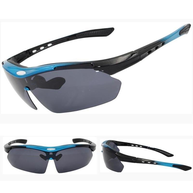 Очки велосипедные спортивные ROCKBROS Polarized с 1 линзой UV400 Черный с синим (RB-10007L-1360) - фото 4