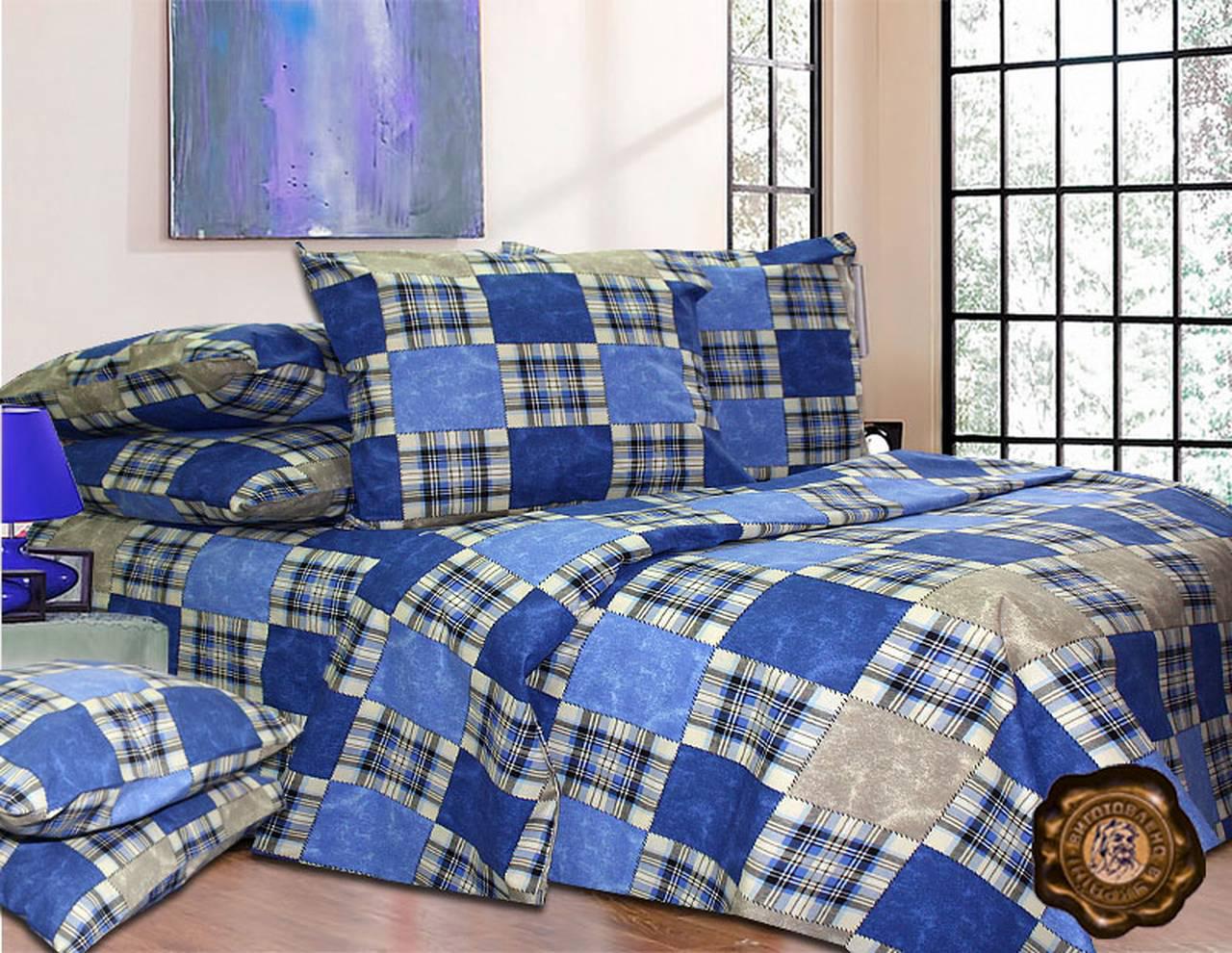 Простынь на резинке Еней-плюс Т0270 120х60 см хлопок Голубой/Синий (123752)