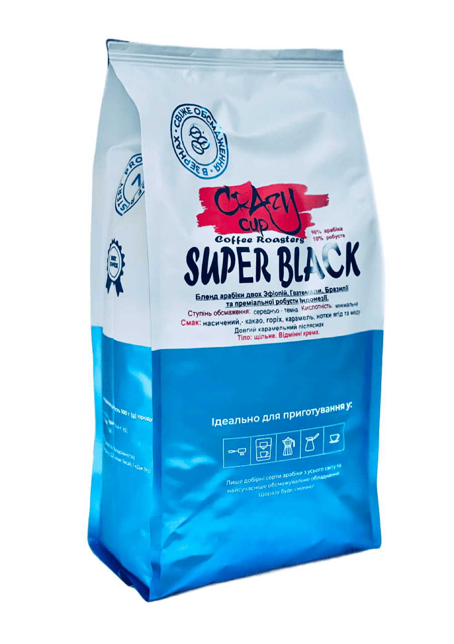 Кава в зернах SUPER BLACK 90/10 1000 г