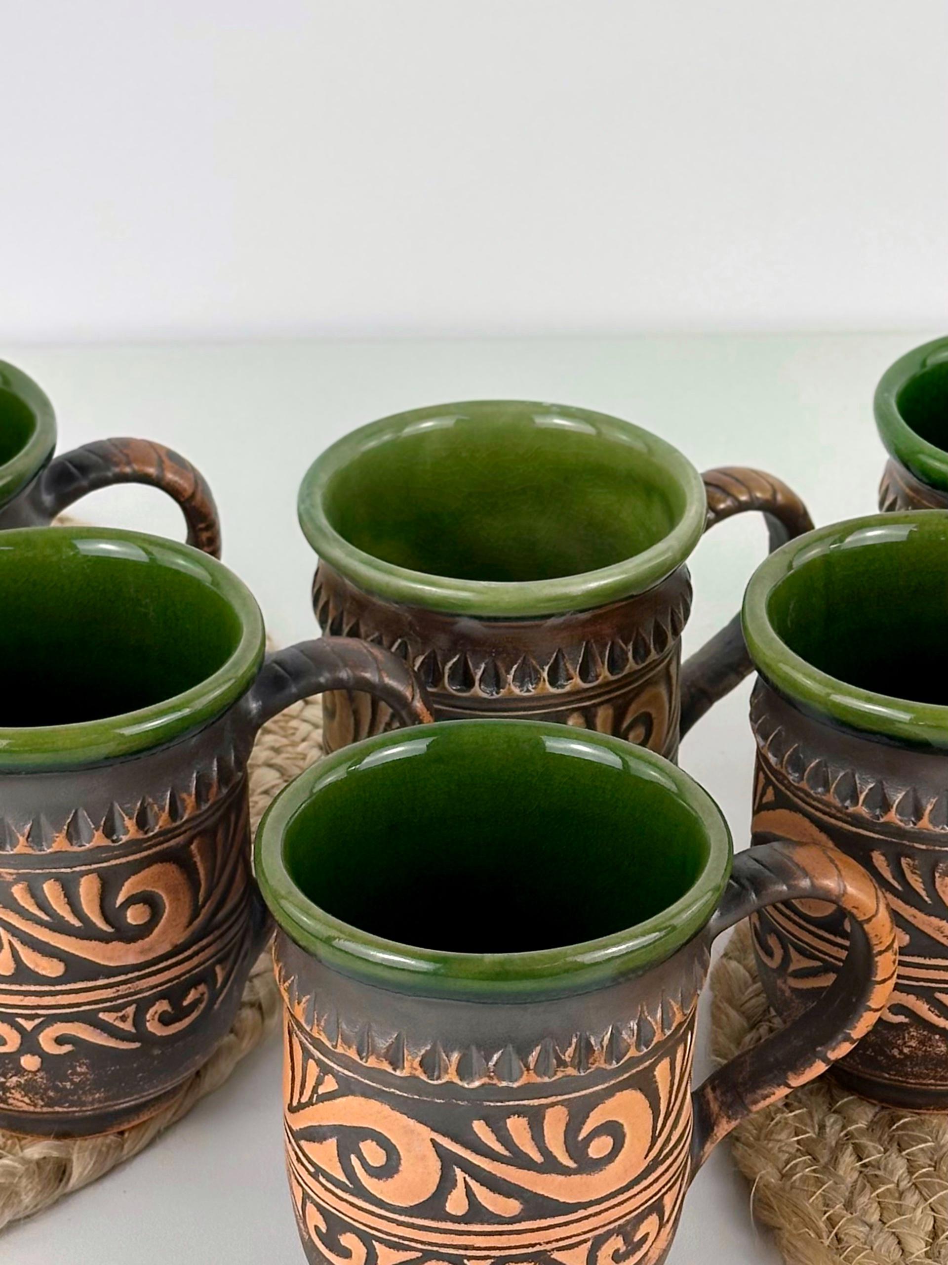 Набор глиняных высоких чашек Гражда 0,3 л х 6 шт. Коричневый (17019-23) - фото 3 Набор глиняных высоких чашек Гражда 0,3 л х 6 шт. Коричневый (17019-23) - фото 3