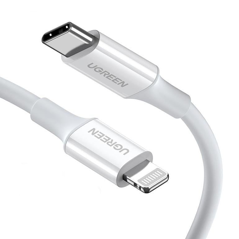 Кабель для зарядки устройств Apple UGREEN US171 Type-C - Lightning PD 20W 3A Cable Rubber Shell 1 м White (10493)