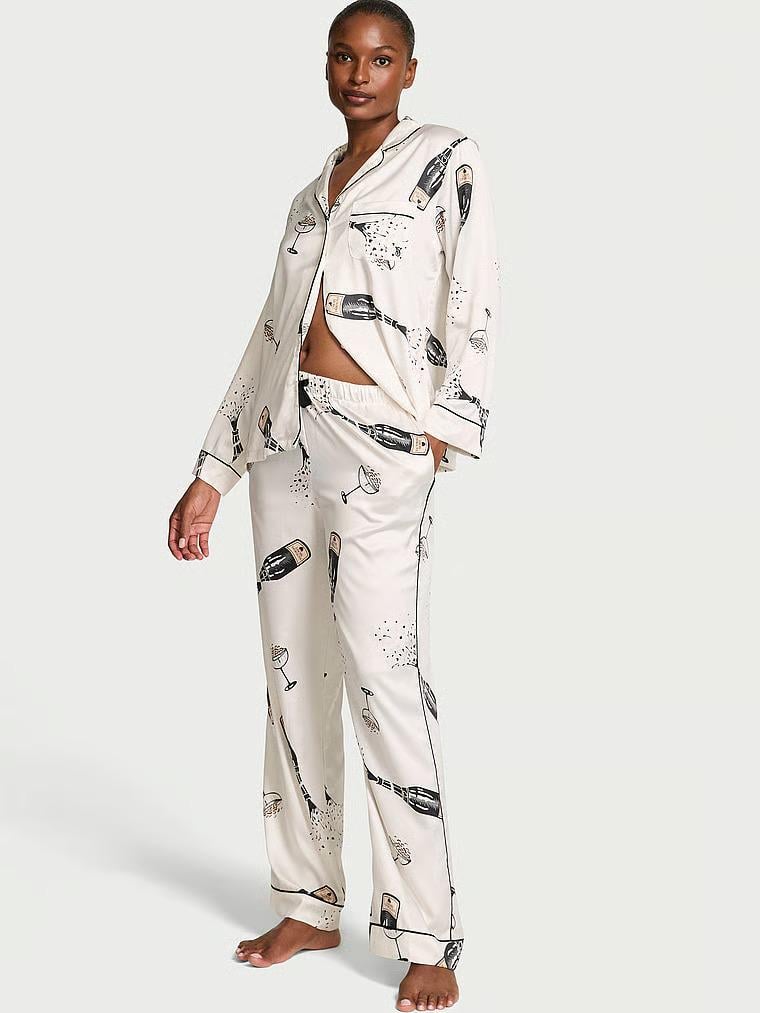 Пижама сатиновая Victoria's Secret Glazed Satin Long Pajama Set Regular XS Белый (27205342) Пижама сатиновая Victoria's Secret Glazed Satin Long Pajama Set Regular XS Белый (27205342)