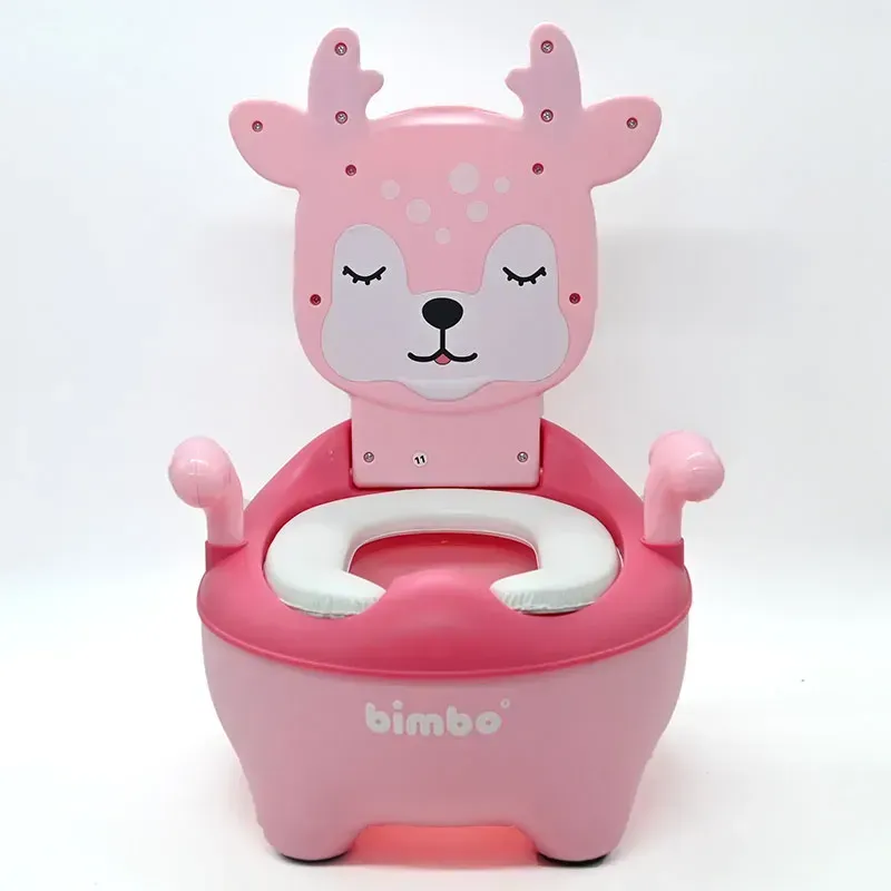Горшок детский с мягким сиденьем Bimbo L-27302 спинка/съемный резервуар Олень (L-27302)