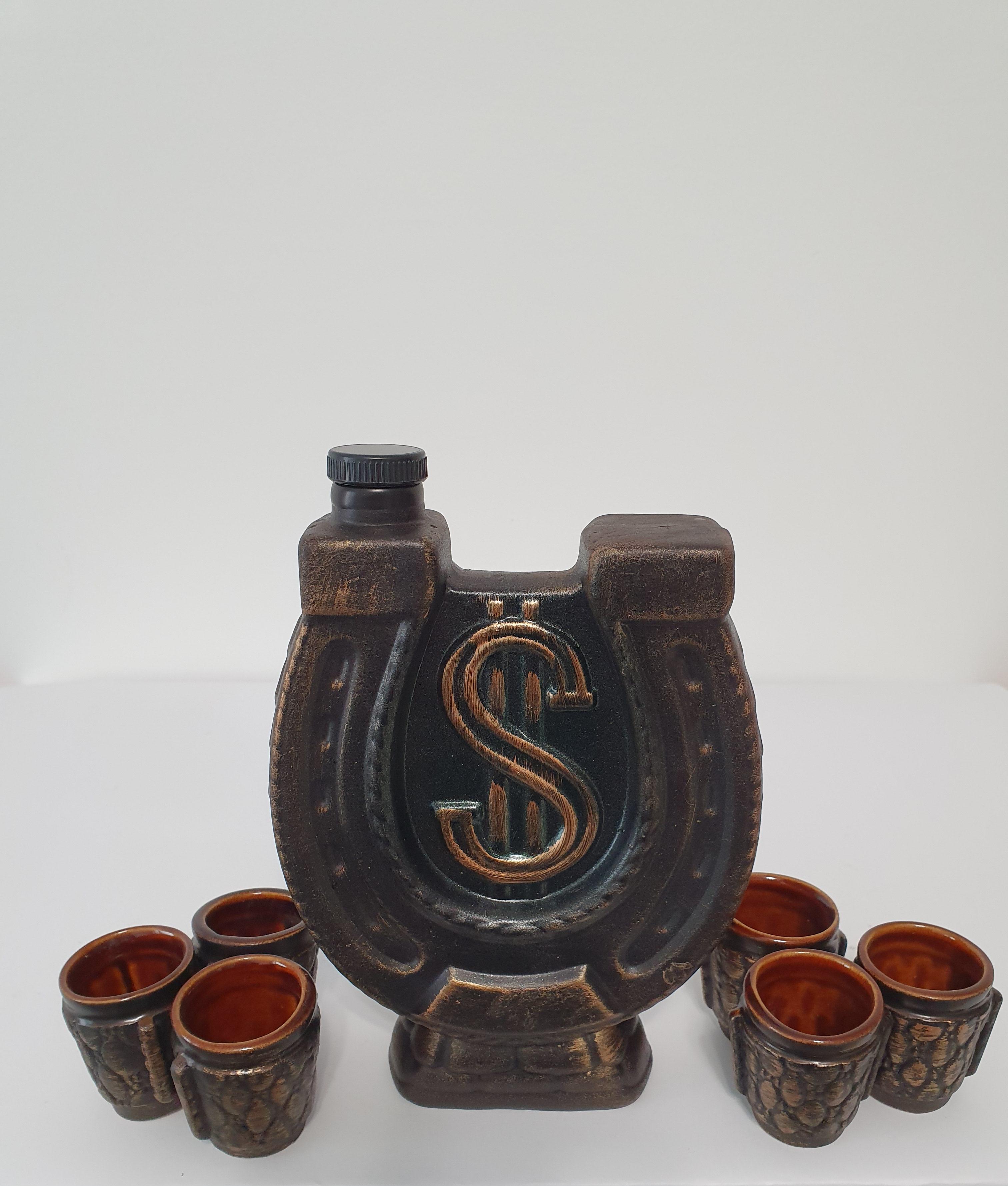 Подарочный набор для алкоголя штоф с рюмками Подкова керамика (3258)