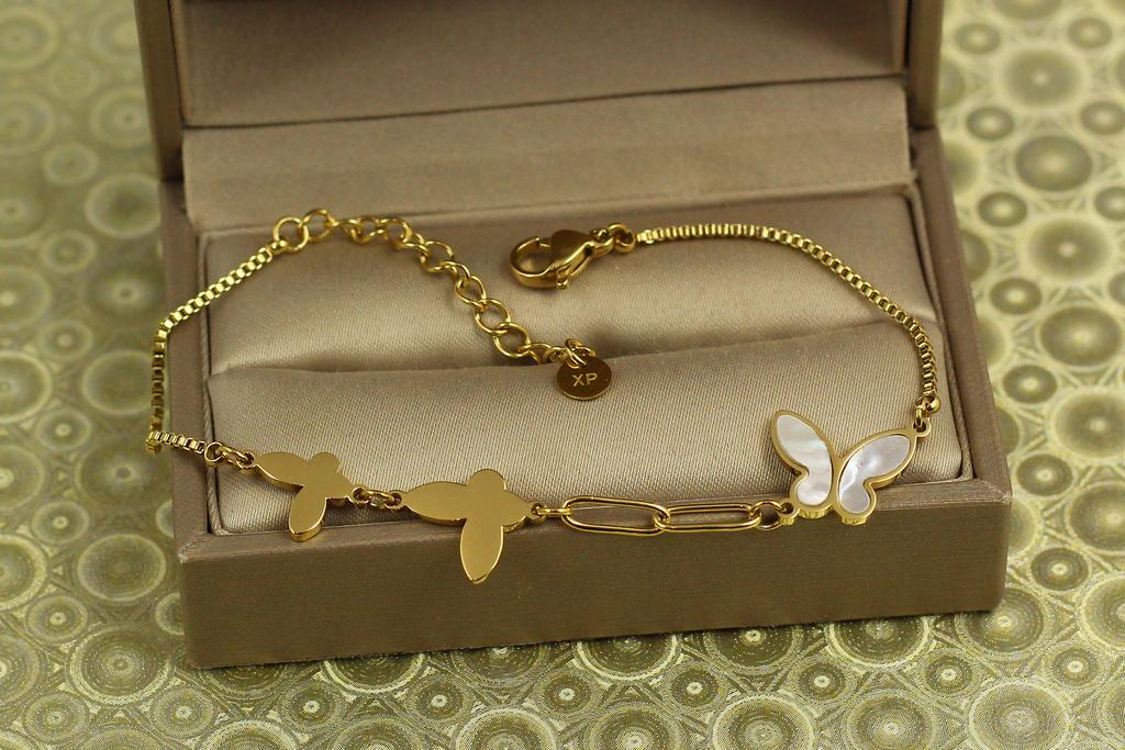 Браслет Xuping Jewelry Три бабочки 17 см Лимонный (31481361)