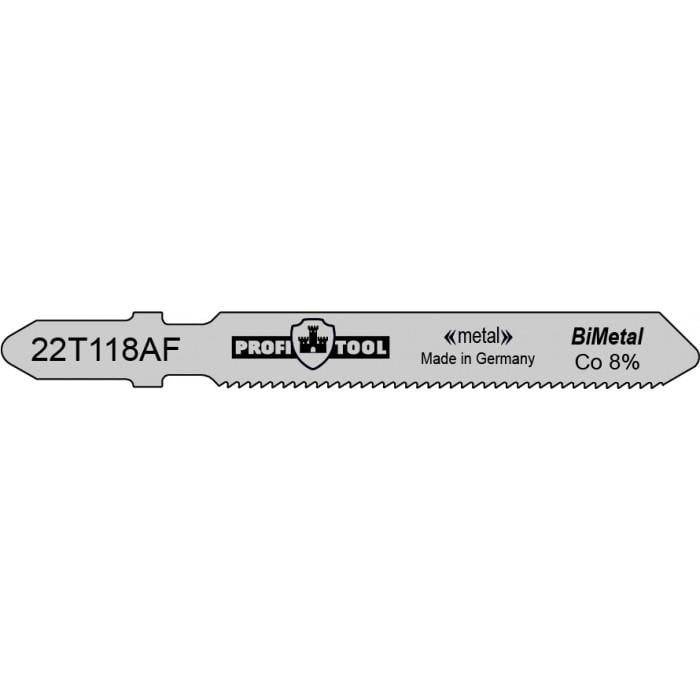 Полотно пилкове лобзикове PROFITOOL T118AF 50/75х8х1,00 мм крок зубців 1,2 мм 21 зуб/дюйм BiMetal Co 8% 65-67 HRC прямий різ 22T118AF (12024)