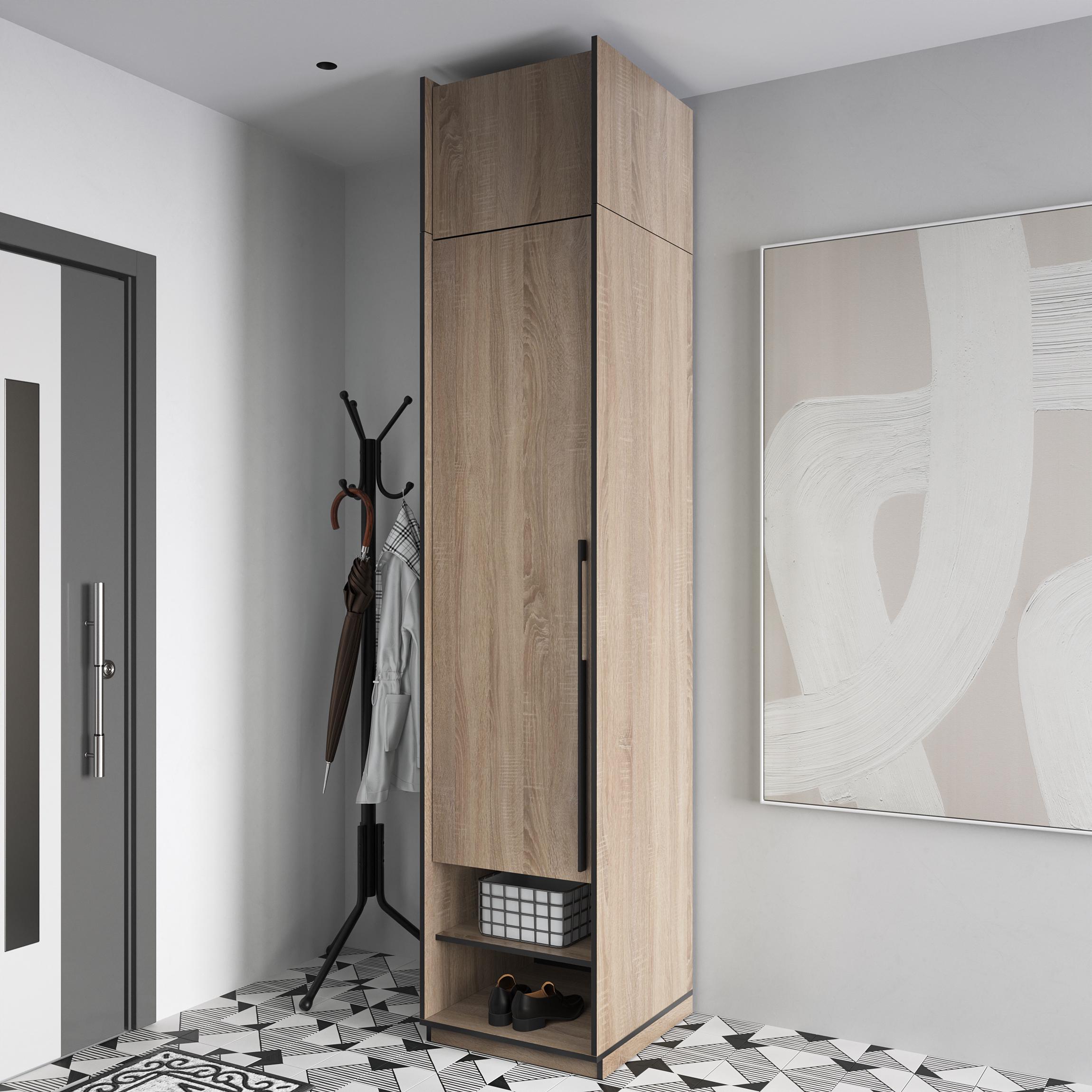 Шафа-пенал в передпокій однодверна розпашна з антресолью на 8 полиць 519х2500х570 мм Дуб сонома (mr-1a-sn) - фото 1 Шафа-пенал в передпокій однодверна розпашна з антресолью на 8 полиць 519х2500х570 мм Дуб сонома (mr-1a-sn) - фото 1