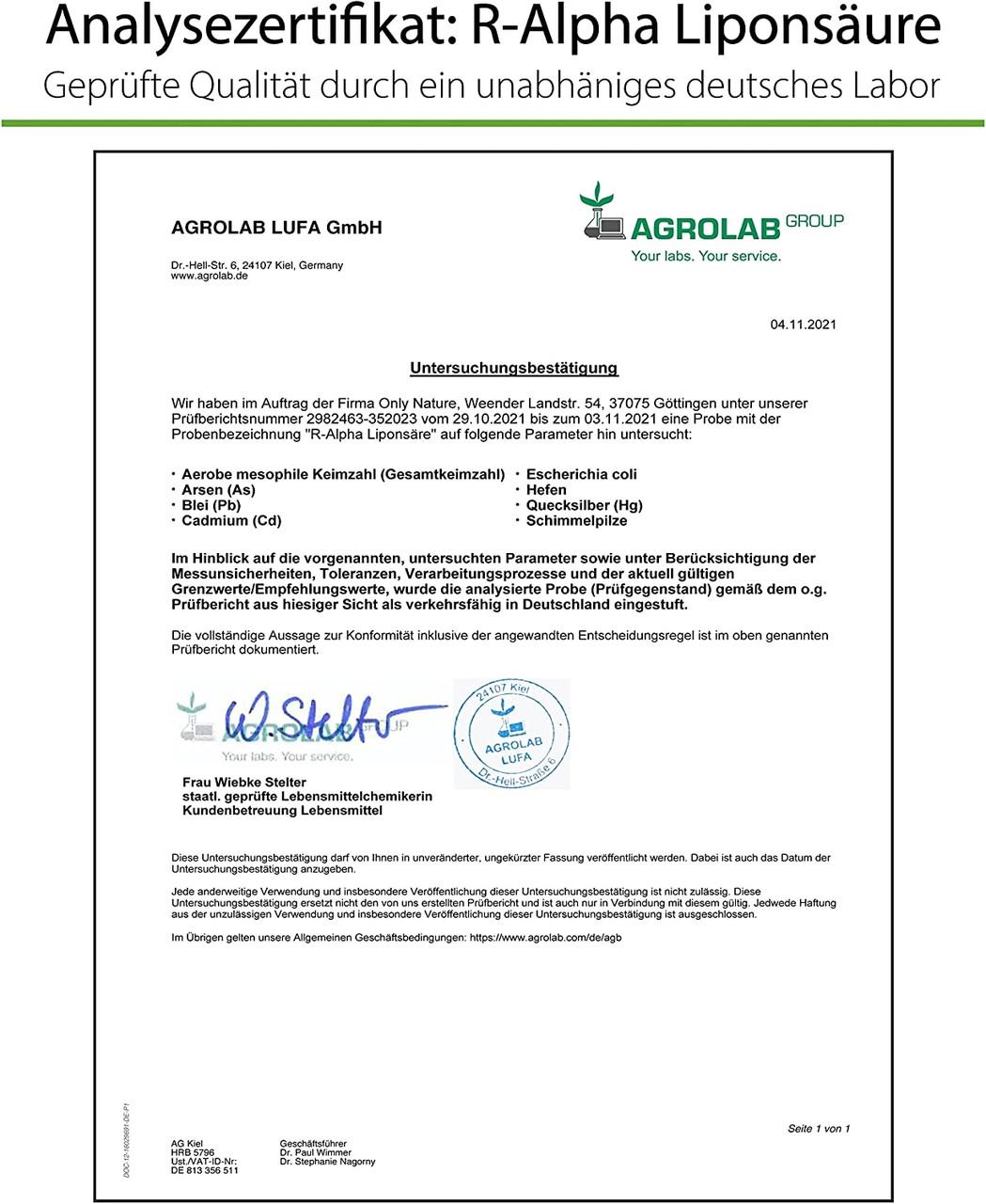 Витамины для иммунитета OnlyNature R Альфа-липоевая кислота 300 мг 120 капс. (50092330) - фото 2