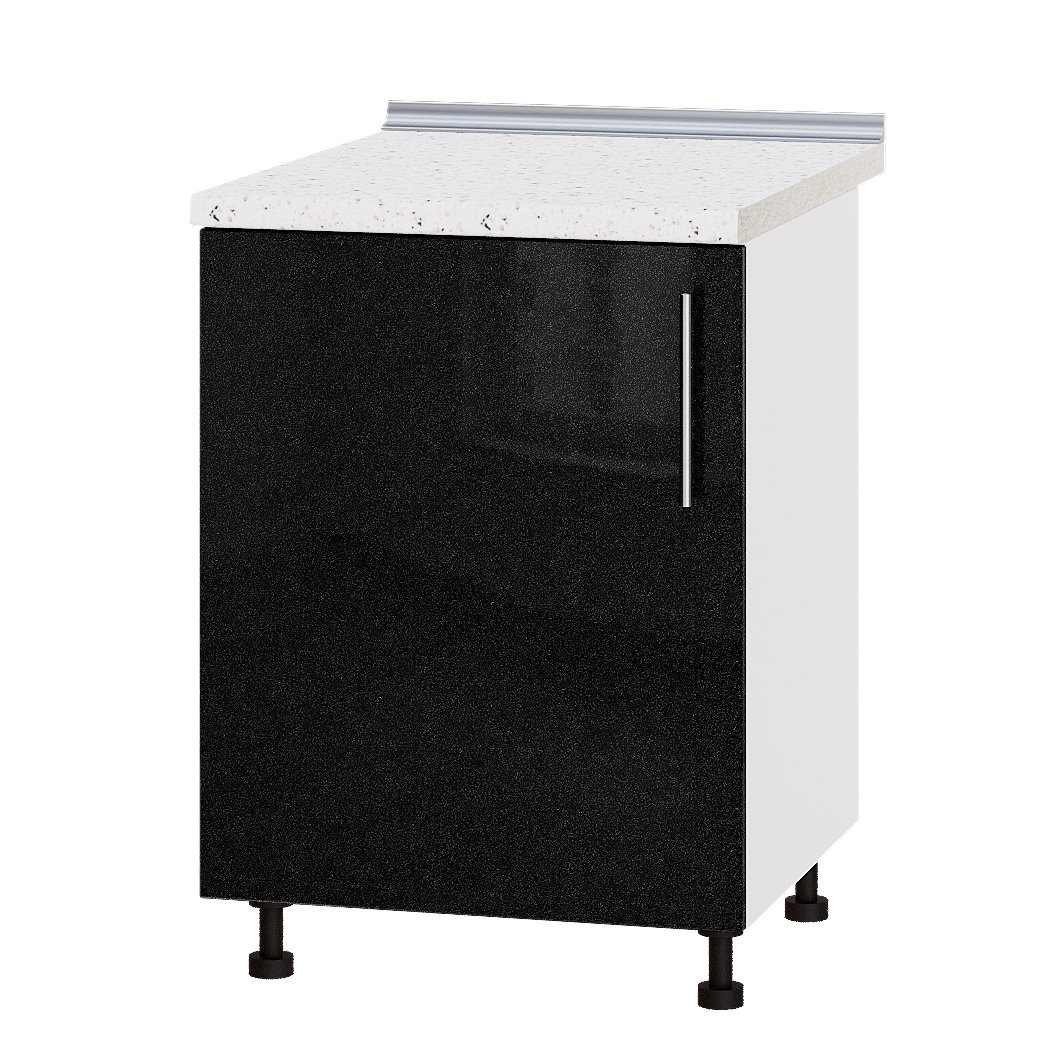 Шкаф нижний Эверест Модерн модуль под мойку Н79-600 60х47х85 см Черный металлик глянец/Белый (03184)
