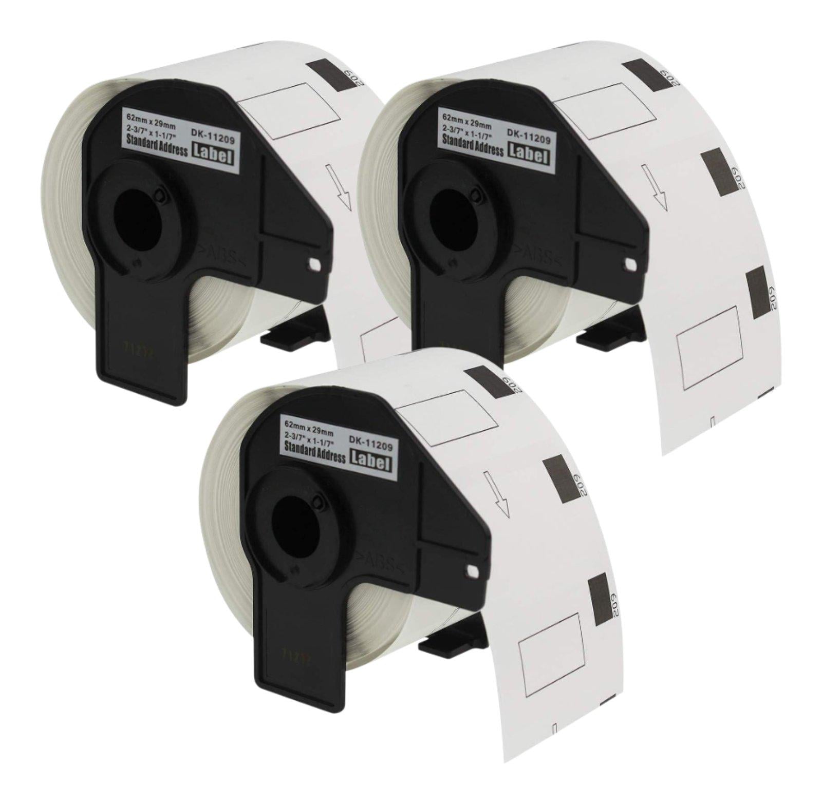Термоэтикетки с адресом DK-11209 совместимые с принтерами Brother 29x62 мм 3 шт. Белый
